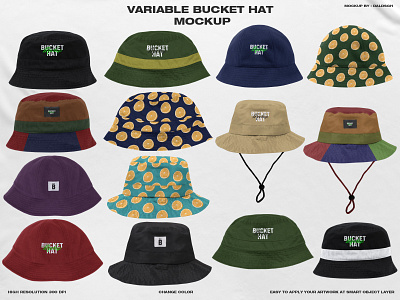 Variable Bucket Hat Mockup apparel mockup branding bucket bucket hat clothing mockup graphic design hat hat mockup mockup product design