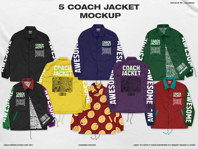 5 Coach Jacket - Mockup apparel mockup branding clothing mockup coach jacket graphic design jacket mockup mockup product design sports mockup windbreaker