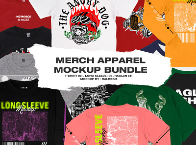 Merch Apparel Mockup Bundle apparel mockup branding clothing mockup graphic design long sleeve mockup mockup product design raglan mockup tee shirt mockup tshirt mockup