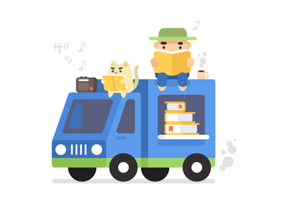Tiny Book Van, game book cat game mini radio tiny truck van