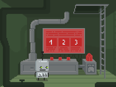 Game Location with Robo crystal game level location pixel pixelart robot