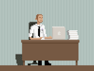Main character game manager office pixel pixelart work