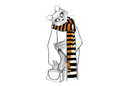 A cat in the scarf cat christmass cute design illustration new year scarf
