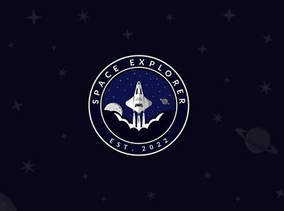 Space Explorer Logo app design figma identity illustration logo moon ship space stars vector