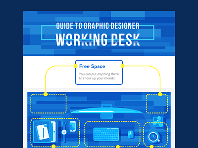 Graphic Designer Working Desk Guide Infographic design desk setup illustration infographic vector workspace