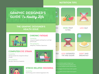 Graphic Designer's Guide to Healthy Life Infographic designer freelancer guide healthy life illustration infographic work life balance