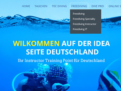 Homepage Dropdown e teaching platform scuba scubadiving water