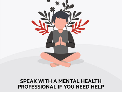 Peace of Mind! Vector Illustration - Mental Health adobe illustrator awareness campaign breathing graphic design graphic illustration illustration man hands closed meditation mental health mind mohamed saquib peace praying safety campaign social media vector illustration white baclground