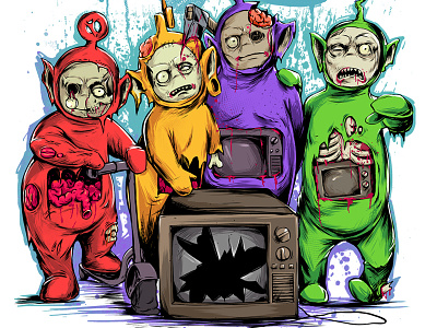 Zombotubbies illustrration t shirt teletubbies tv show zombie
