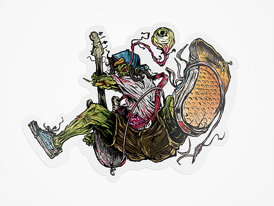 Skate Rock Sticker illustration rock sticker thrash zombie