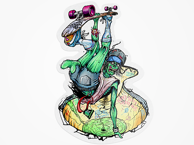 Balls of Fury Sticker illustration skate sticker thrash zombie