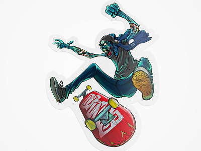 Zombie Flip Sticker illustration skate sticker thrash zombie