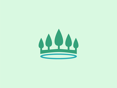King's Landscapes Logo crown gardener illustration king lake landscape landscapers logo mark royal trees vector