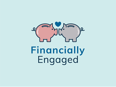 Financially Engaged Logo branding farm animal finances illustration logo design pig piggy bank vector