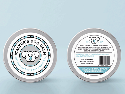 Dog Balm Logo and Label branding dog logo drop illustration label pet tin packaging vector