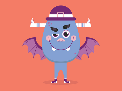 Funny Monster Illustration cartoon character cute fantasy graphic graphic art hat illustration monster silly vector wings