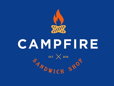 Campfire Sandwich Shop Logo branding bread campfire fire graphic design icon illustration illustrator logo restaurant sandwich vector