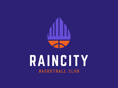 Raincity Basketball Logo basketball branding city digital art drip drop graphic design icon illustration logo rain sports town vector