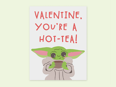Valentine's Day Card Baby Yoda baby yoda character digital art graphic design greeting card illustraion mandalorian star wars valentine valentines day
