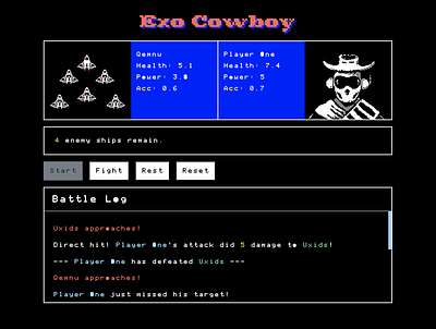 Browser Game - Exo Cowboy game web design