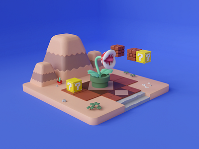 Mario Piranha Plant Desert Scene