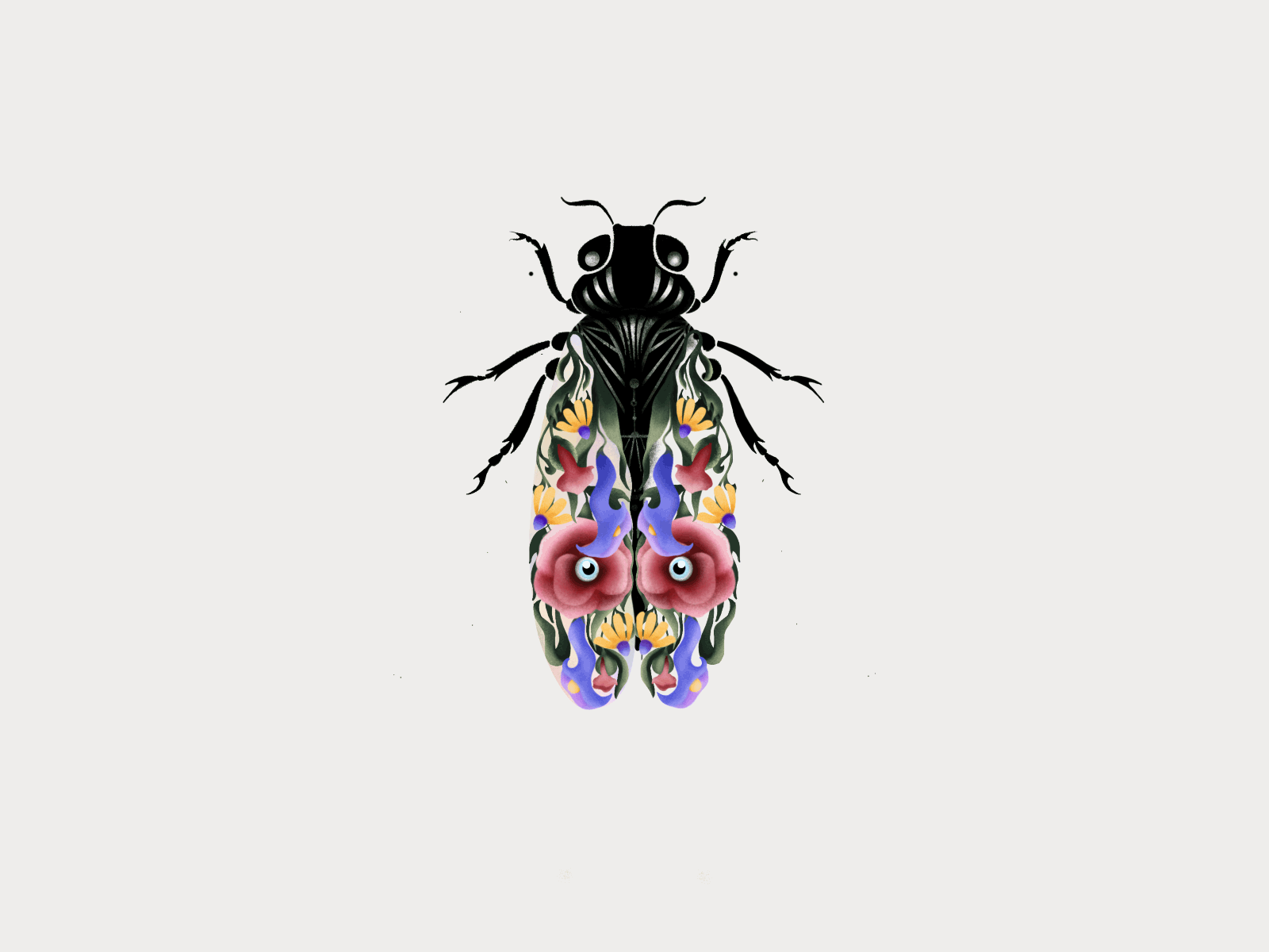 can you hear the cicada? animation art bug cicada design drawing illustration minimal motion graphics procreate summer