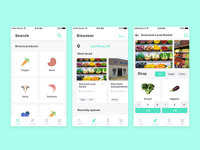 The Veg Box app cute design food graphic illustration interface ui ux