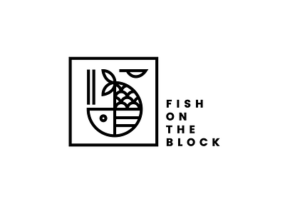 Fish On The Block Logo clean fish logo minimal simple sushi white