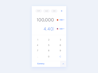 Daily UI :: 004 - Calculator blue calculator currency daily ui minimal ui ux white