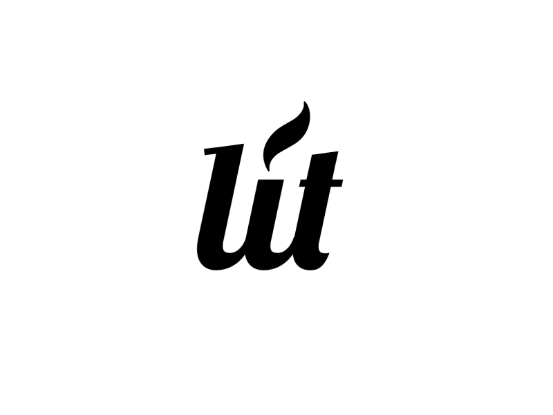 Lit animation fire logo minimal rainbow typography white