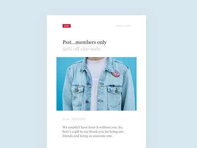 Daily UI :: 036 - Special Offer blue clothes email fashion layout mail special offer typography white