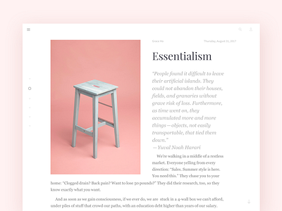 Daily UI :: 035 - Blog Post blog essentialism layout minimal minimalism pink type typography white