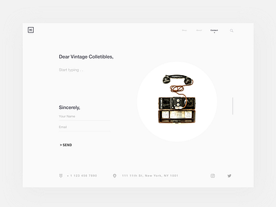 Daily UI :: 028 - Contact Us contact email form grey minimal name phone text ui ux website white