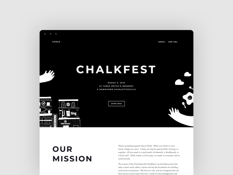 ChalkCville Dot Com chalk design festival grid illustration squarespace website