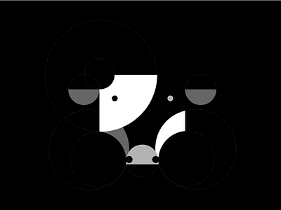 🐄 black circle cow geometric grid illustration white