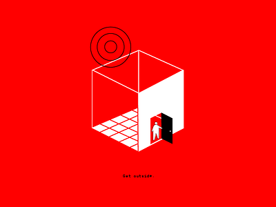 Get Outside art box geometric illustration isometric minimal office outside people