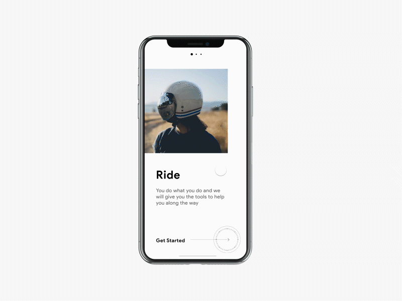 085 - Pagination animation app daily ui design interaction invision studio iphone x minimal motorcycle ride ui visual