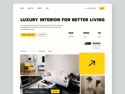 Interior Website Landing Page Concept app branding design graphic design minimal ui ux