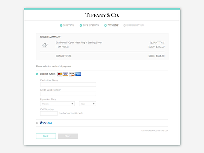 Daily UI 002: Credit Card card credit daily jewelry page payment progress tiffany ui website