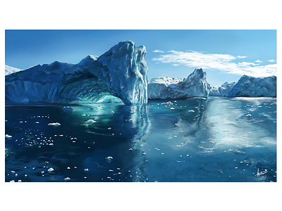 Icebergs in a Digital Painting