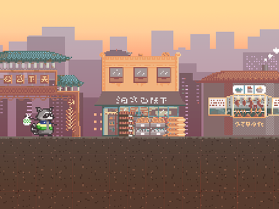 Chinatown setting app game background chinatown cityscape game pixel pixel art racoon