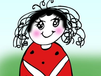 Red dressed baby animation branding logo sketch vector