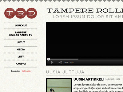 TRD website design layout roller derby texture website