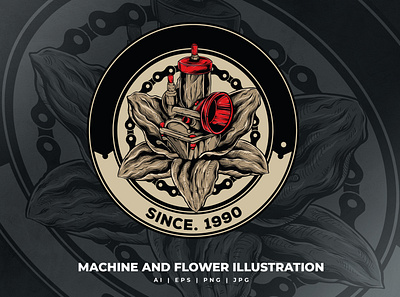MACHINE AND FLOWER 3d adobe animation app brand branding car design graphic design illustration logo motion graphics tshirt ui vector