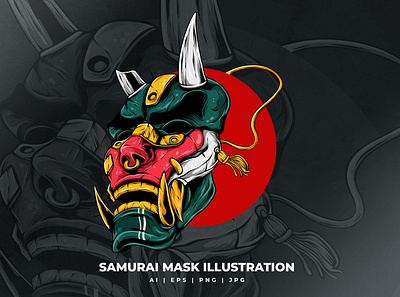 Samurai Mask Illustration 3d adobe animation app brand branding car design graphic design illustration japanese logo mask motion graphics samurai tshirt ui vector
