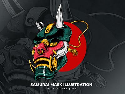 Samurai Mask Illustration