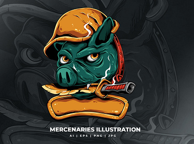Mercenaries Illustration 3d adobe animal animation app brand branding car design graphic design illustration logo mercenaries motion graphics pig soldier ui