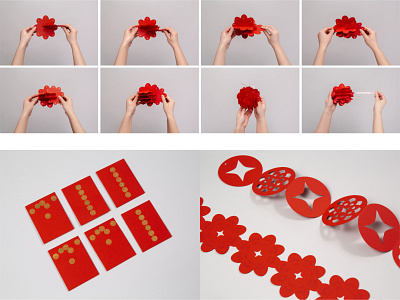 花開好運摺紙 chinese gift design graphic design paper crafting spring festival