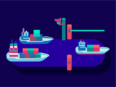 Illustrations for the application | PCS app application blue design graphic design harbor illustration isometric sea ship vector