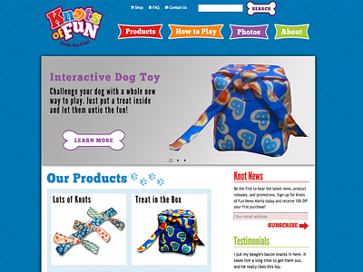 Knots of Fun Homepage Design dog homepage logo design toy web web design